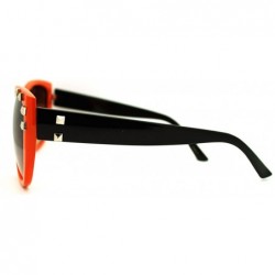 Round Studded Fashion Sunglasses Womens Round Cateye Frame - Orange Black - CB1864AKKUA $10.02