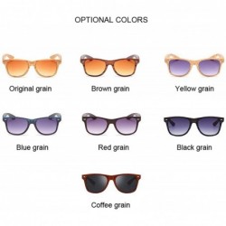 Semi-rimless Imitation Wood Shades Women Sunglasses Fashion Square Small Frame Vintage Retro Glasses Unisex Feminino - CC198Z...