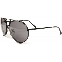 Aviator 80's Fashion Womens Mens Rimless Air Force Military Style Sunglasses - Black - CL18ECE02CK $23.59