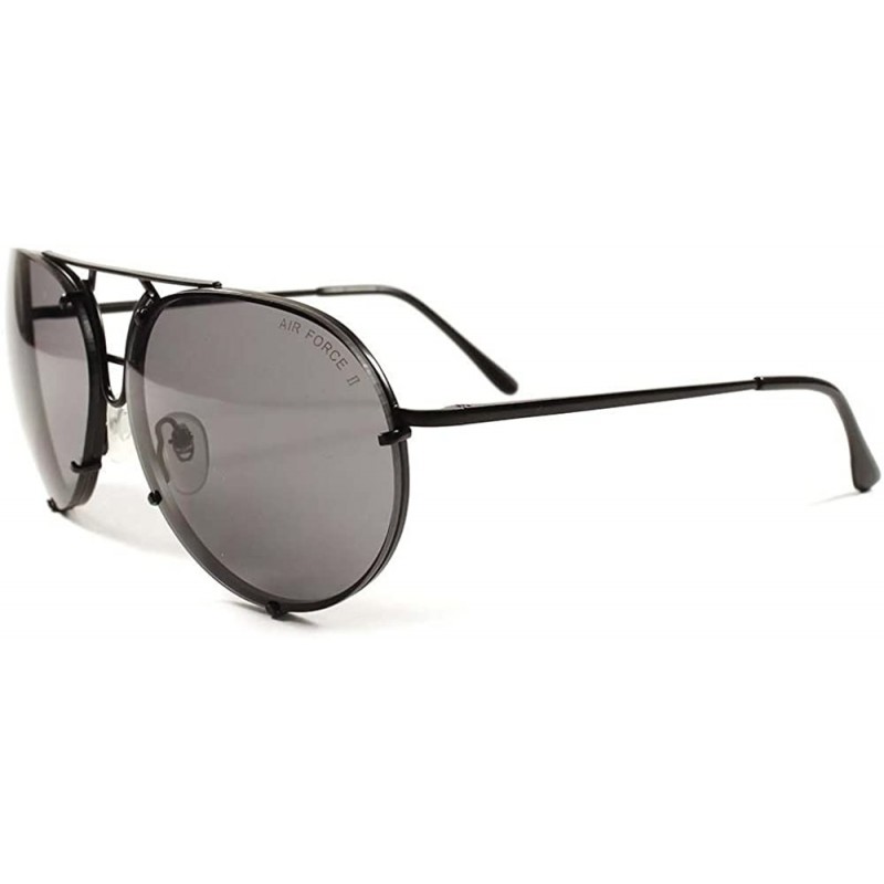 Aviator 80's Fashion Womens Mens Rimless Air Force Military Style Sunglasses - Black - CL18ECE02CK $12.56