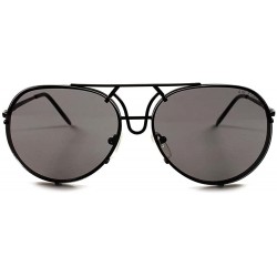 Aviator 80's Fashion Womens Mens Rimless Air Force Military Style Sunglasses - Black - CL18ECE02CK $12.56