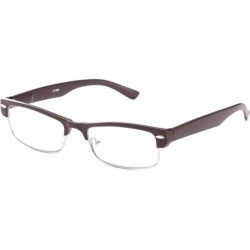 Wayfarer Unisex Classic Vintage Horn Rimmed Style Half Frame Clear Lens Eye Glasses for Men & Women - Matte Brown - CX11G6GTE...