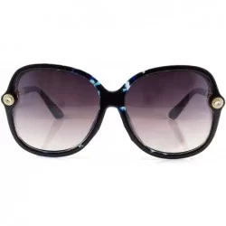 Butterfly Rhinestone Pearl Metal Iced-Out Jewel Temple Butterfly Sunglasses A220 - Blue Camo/ Purple Gr - CW18H9S5G3N $25.34