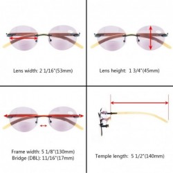 Round Spring Hinges Wood Arms Rimless Round Bifocal Sunglasses - Gunmetal - CS180ZTWRO6 $9.48