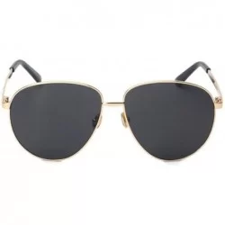 Semi-rimless Women UV400 Mirror Rose Gold Pilot Sunglasses Men Shades Sun Glasses - Black - CV182SCOT07 $23.19