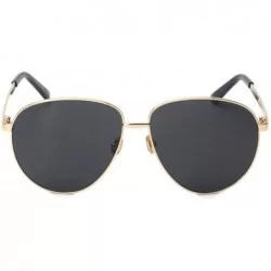 Semi-rimless Women UV400 Mirror Rose Gold Pilot Sunglasses Men Shades Sun Glasses - Black - CV182SCOT07 $14.64