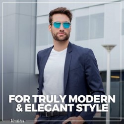 Rectangular Moscow Stainless Steel Sunglasses for Men with Triple Layer Wood Temple - CJ194LDIS3Q $26.42