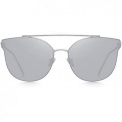Aviator Fashion Women Cat Eye Sunglasses Coating Mirror Lens Sun glasses UV400 S7882 - Silver Mirror - CE17YDQHDU7 $14.60