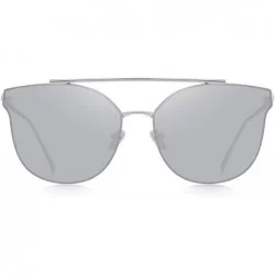 Aviator Fashion Women Cat Eye Sunglasses Coating Mirror Lens Sun glasses UV400 S7882 - Silver Mirror - CE17YDQHDU7 $14.60