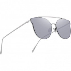 Aviator Fashion Women Cat Eye Sunglasses Coating Mirror Lens Sun glasses UV400 S7882 - Silver Mirror - CE17YDQHDU7 $14.60