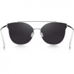 Aviator Fashion Women Cat Eye Sunglasses Coating Mirror Lens Sun glasses UV400 S7882 - Silver Mirror - CE17YDQHDU7 $14.60