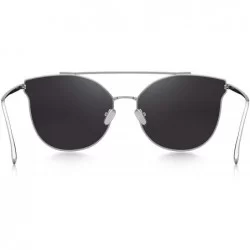 Aviator Fashion Women Cat Eye Sunglasses Coating Mirror Lens Sun glasses UV400 S7882 - Silver Mirror - CE17YDQHDU7 $14.60