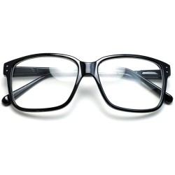 Wayfarer Casual Nerd Thick Clear Frames Fashion Glasses for Women - Black - CX117Q3HS8N $8.98