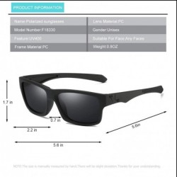 Rectangular Driving Sunglasses Polarized for Men Rectangular lens 100% UV Protection for Sports Shades - Black Grey - C318H9Z...