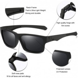 Rectangular Driving Sunglasses Polarized for Men Rectangular lens 100% UV Protection for Sports Shades - Black Grey - C318H9Z...