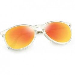 Round Classic Round Sunglasses for Women UV400 Lens Vintage Retro Glasses - Shiny Transparent/Orange Mirror - C318629GKCR $9.39
