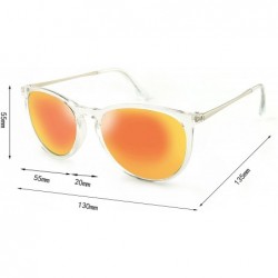 Round Classic Round Sunglasses for Women UV400 Lens Vintage Retro Glasses - Shiny Transparent/Orange Mirror - C318629GKCR $9.39