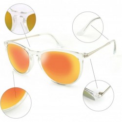 Round Classic Round Sunglasses for Women UV400 Lens Vintage Retro Glasses - Shiny Transparent/Orange Mirror - C318629GKCR $9.39