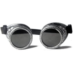 Goggle Rave Retro Goggles Vintage Steampunk Glasses for Cosplay Halloween - Silver Frame - CO18HZXH2DI $19.20