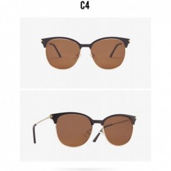 Round Men's TR90 polarizer fashion sunglasses outdoor sun protection riding tide sunglasses - Tawny C4 - CG1905LHNIH $20.16
