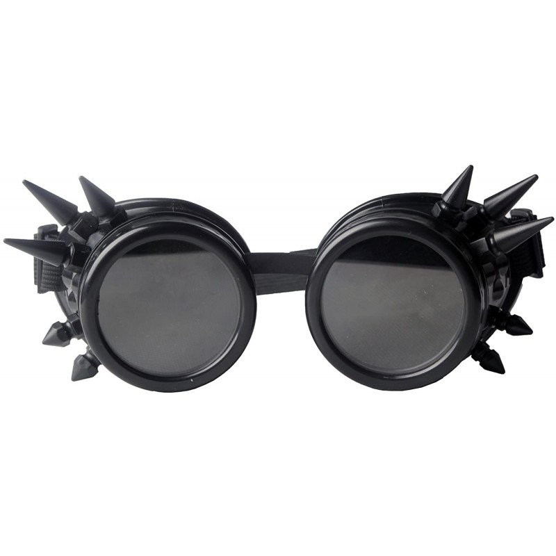 Goggle Rave Glasses Steampunk Vintage Goggles Retro Cosplay Halloween Spiked - Black Frame - CS18HA89ALD $9.14