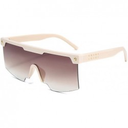 Aviator One-Piece Big Frame Sunglasses for Men and Women 2124 - Tea2 - C318AN3ILCX $7.72