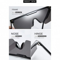 Aviator One-Piece Big Frame Sunglasses for Men and Women 2124 - Tea2 - C318AN3ILCX $7.72