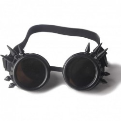 Goggle Rave Glasses Steampunk Vintage Goggles Retro Cosplay Halloween Spiked - Black Frame - CS18HA89ALD $9.14