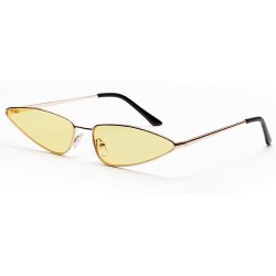 Cat Eye Vintage Cat Eye Sunglasses Women Small Frame Metal Retro Sun Glasses for Ladies - Yellow - C618DQOS33D $21.04