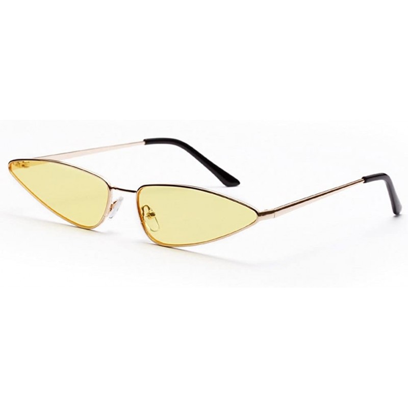 Cat Eye Vintage Cat Eye Sunglasses Women Small Frame Metal Retro Sun Glasses for Ladies - Yellow - C618DQOS33D $11.08