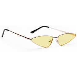 Cat Eye Vintage Cat Eye Sunglasses Women Small Frame Metal Retro Sun Glasses for Ladies - Yellow - C618DQOS33D $11.08