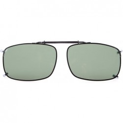 Rectangular Large Clip-On Sunglasses Men Women Rectangle Polarized Lenses Spring fit 61MMX41MM - Green Lens - CF18UC88WX3 $20.38