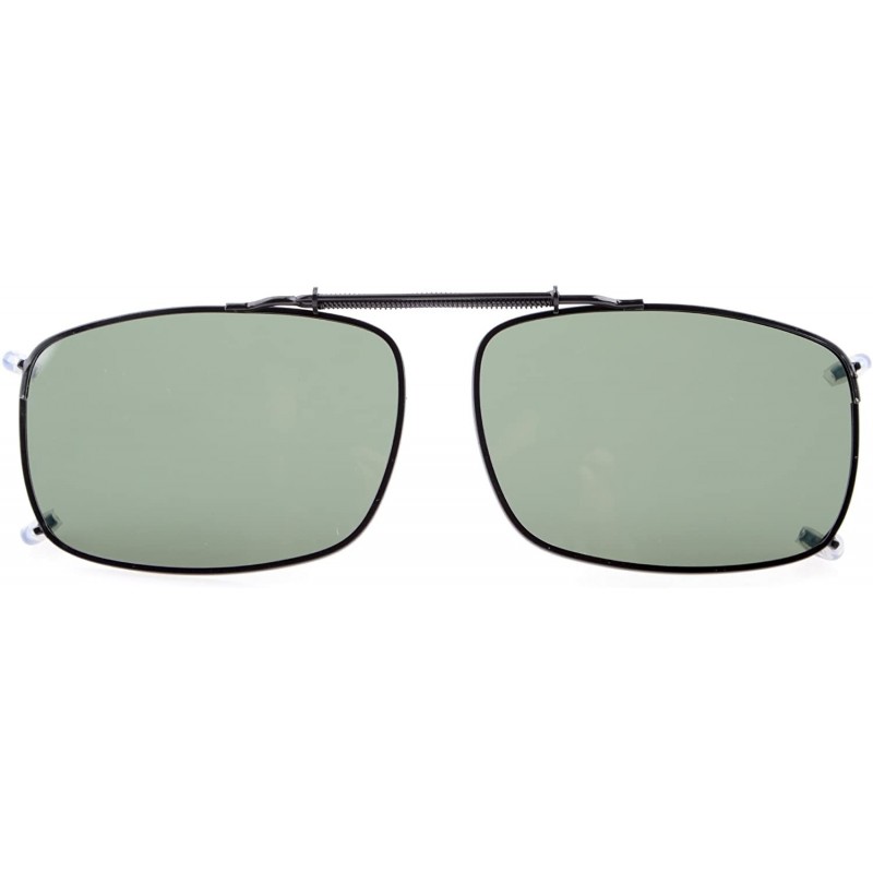 Rectangular Large Clip-On Sunglasses Men Women Rectangle Polarized Lenses Spring fit 61MMX41MM - Green Lens - CF18UC88WX3 $13.14