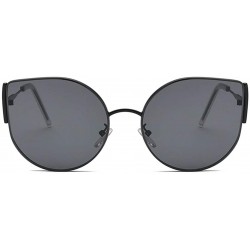 Cat Eye Women Cat eye Sunglasses Vintage Mirror Ocean Lens Sun Glasses Female Eyewear UV400 - Black White Yellow - C31902TCAZ...