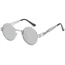 Round Steampunk Round Sunglasses Women Brand Designer Polarized Black Pink Eyeglasses Men Metal Spring Legs - CI198UM3E45 $18.81