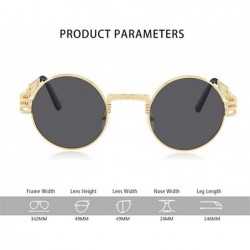 Round Steampunk Round Sunglasses Women Brand Designer Polarized Black Pink Eyeglasses Men Metal Spring Legs - CI198UM3E45 $12.13