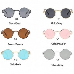 Round Steampunk Round Sunglasses Women Brand Designer Polarized Black Pink Eyeglasses Men Metal Spring Legs - CI198UM3E45 $12.13