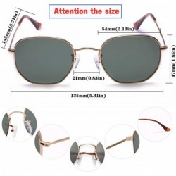 Square Hexagonal Sunglasses Vintage Square glasses - G15 Green Glass Lens/Gold Frame - CS193WI3S0Q $17.97