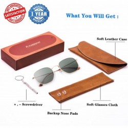 Square Hexagonal Sunglasses Vintage Square glasses - G15 Green Glass Lens/Gold Frame - CS193WI3S0Q $17.97