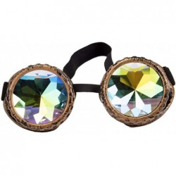 Sport Kaleidoscope Rave Goggles Steampunk Glasses with Rainbow Crystal Glass Lens - Brass-new Arrival - CZ18IDX4K7U $9.83