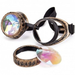Sport Kaleidoscope Rave Goggles Steampunk Glasses with Rainbow Crystal Glass Lens - Brass-new Arrival - CZ18IDX4K7U $9.83