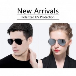 Shield Polarized Aviator Sunglasses for Men/Women Metal Mens Sunglasses Driving Sun Glasses - Green Lens/Silver Frame - CK18L...