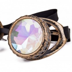 Sport Kaleidoscope Rave Goggles Steampunk Glasses with Rainbow Crystal Glass Lens - Brass-new Arrival - CZ18IDX4K7U $9.83