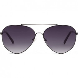 Oversized Oversized Aviator Sunglasses Mirrored Flat Lens for Men Women UV400 SJ1083 - C5 Black Frame/Gradient Grey Lens - CM...