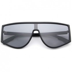 Square Flat Top Square Fashion Shield Sunglasses for Women Man Oversized One Piece Lens Sun Glasses - Black - CI18WRGHKWH $18.07