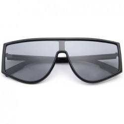 Square Flat Top Square Fashion Shield Sunglasses for Women Man Oversized One Piece Lens Sun Glasses - Black - CI18WRGHKWH $8.55