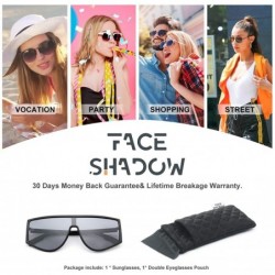 Square Flat Top Square Fashion Shield Sunglasses for Women Man Oversized One Piece Lens Sun Glasses - Black - CI18WRGHKWH $8.55