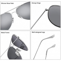 Shield Polarized Aviator Sunglasses for Men/Women Metal Mens Sunglasses Driving Sun Glasses - Green Lens/Silver Frame - CK18L...