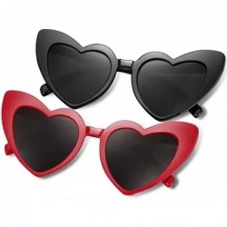 Oversized Heart-Shaped Sunglasses Women Vintage Black Pink Red Heart Shape Sun Glasses - 2019 Black + Red Frame - CY1935O7CLI...