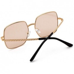 Square Cool Unisex Oversized Flat Top Sunglasses Square Aviator Shades - C61943S35KR $11.90